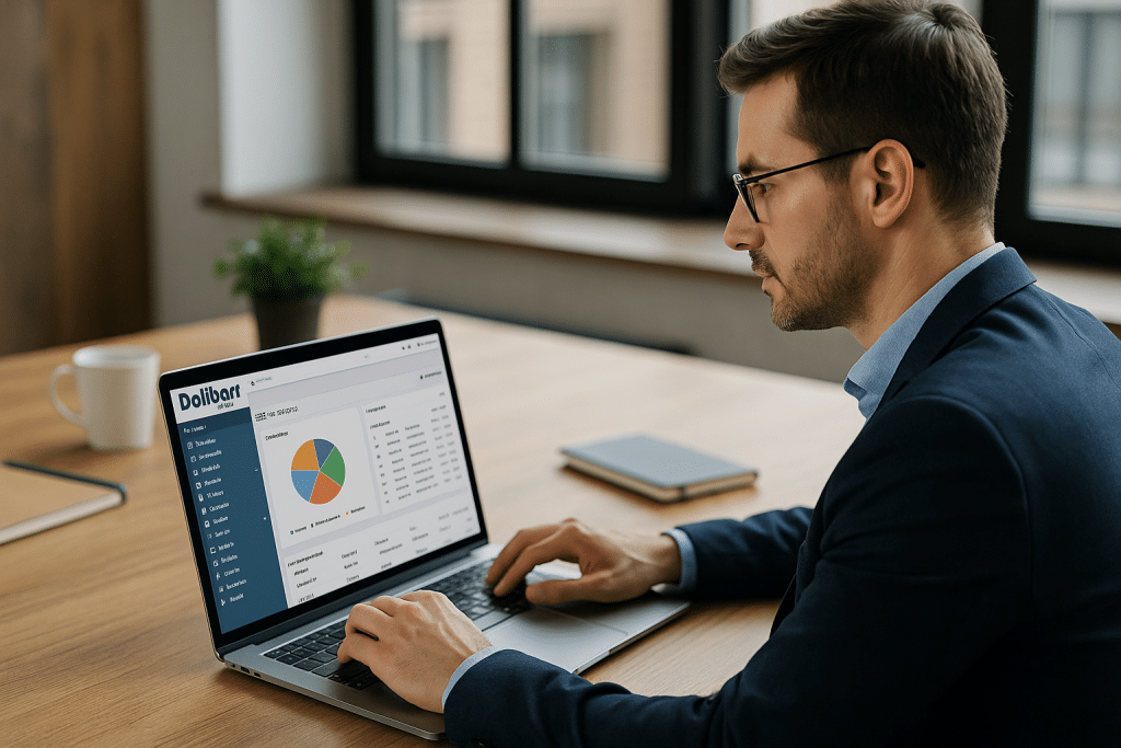 Professionnel utilisant le logiciel Dolibarr